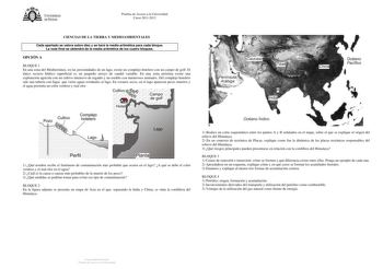 Examen de Ciencias de la Tierra y Medioambientales (PAU de 2012)