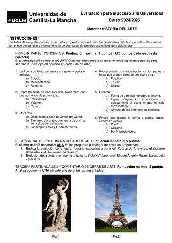 Examen de Historia del Arte (EvAU de 2025)