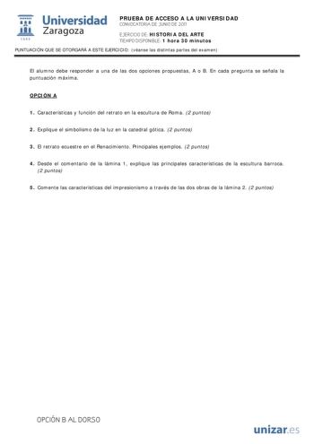 Examen de Historia del Arte (PAU de 2011)