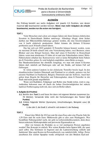 Examen de Alemán (ABAU de 2022)