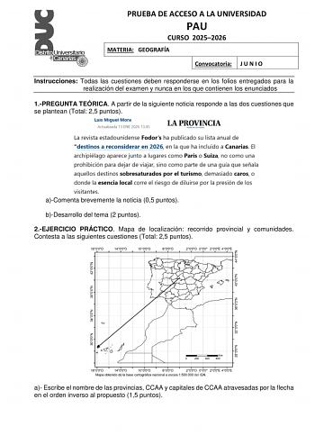 Geografía – EBAU Islas Canarias (2026)