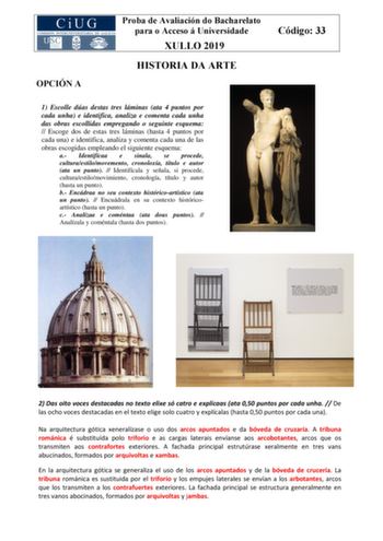 Examen de Historia del Arte (ABAU de 2019)