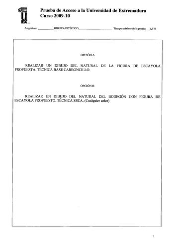 Examen de Dibujo Artístico II (PAU de 2010)