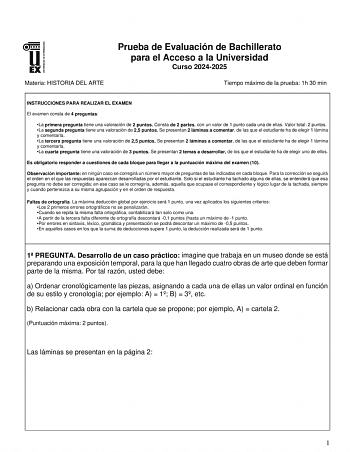 Examen de Historia del Arte (EBAU de 2025)