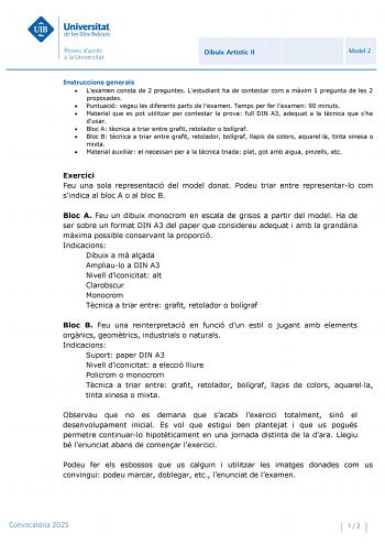 Examen de Dibujo Artístico II (PBAU de 2025)