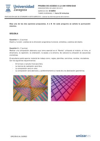 Examen de Diseño (PAU de 2013)