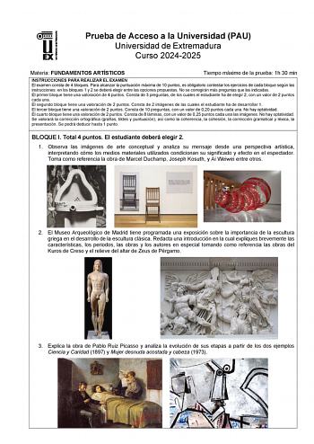 Examen de Fundamentos Artísticos (EBAU de 2025)