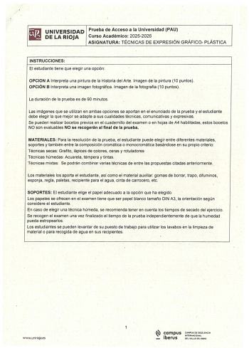 Técnicas de Expresión Gráfico Plástica – EBAU La Rioja (2026)