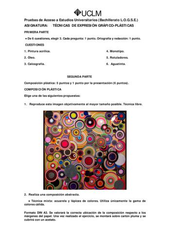 Examen de Técnicas de Expresión Gráfico Plástica (selectividad de 2009)