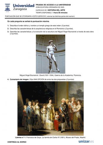 Examen de Historia del Arte (EvAU de 2025)