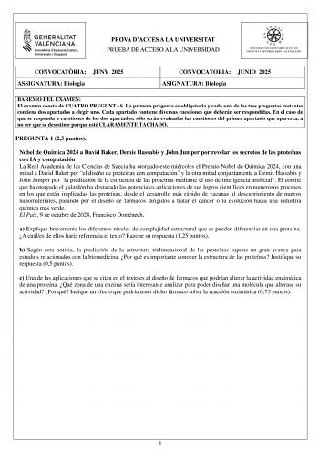 Examen de Biología (PAU de 2025)