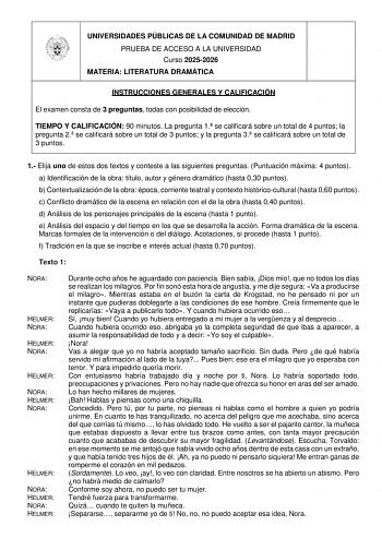 Literatura Dramática – EvAU Comunidad de Madrid (2026)