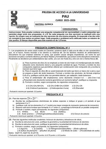 Química – EBAU Islas Canarias (2026)