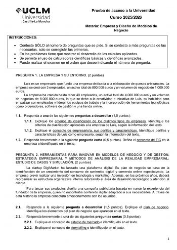 Empresa y Diseño de Modelos de Negocio – EvAU Castilla-La Mancha (2026)