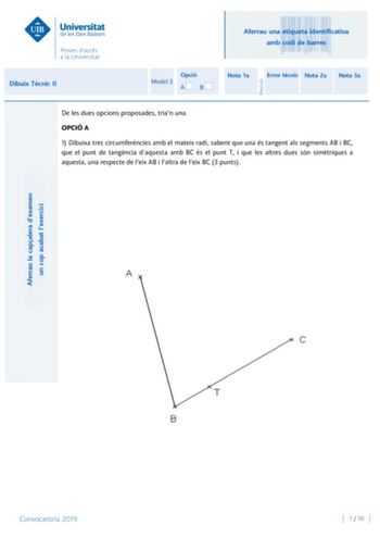 Examen de Dibujo Técnico II (PBAU de 2019)