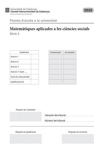 Examen de Matemáticas Aplicadas a las Ciencias Sociales (PAU de 2025)