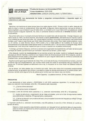 Lengua Castellana y Literatura – EBAU La Rioja (2026)