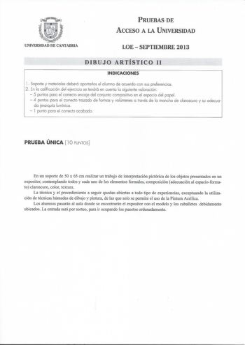 Examen de Dibujo Artístico II (PAU de 2013)