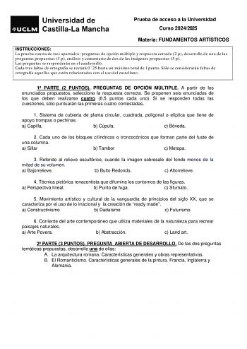 Examen de Fundamentos Artísticos (EvAU de 2025)