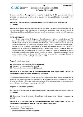 Historia de España – ABAU Galicia (2026)