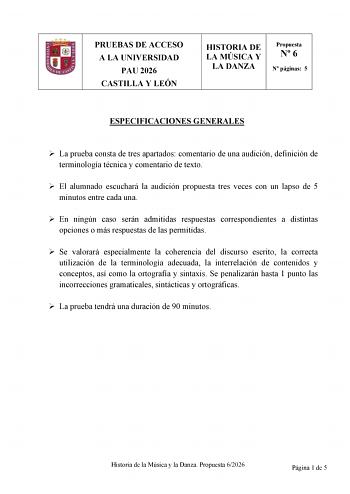 Historia de la Música y de la Danza – EBAU Castilla y León (2026)