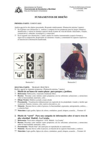 Examen de Diseño (selectividad de 2002)