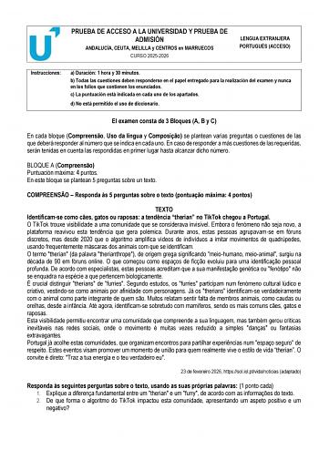 Portugués – PEvAU Andalucía (2026)