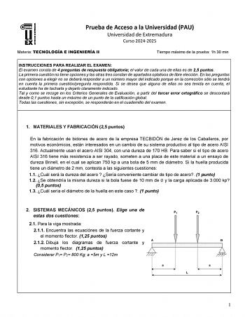 Examen de Tecnología e Ingeniería (EBAU de 2025)