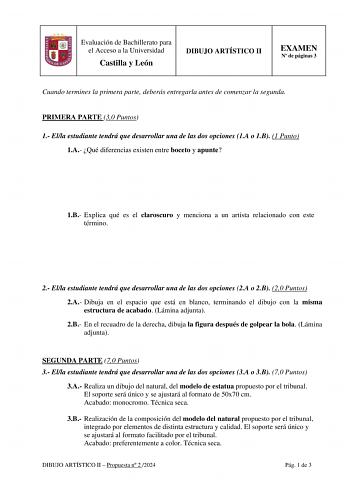 Examen de Dibujo Artístico II (EBAU de 2024)
