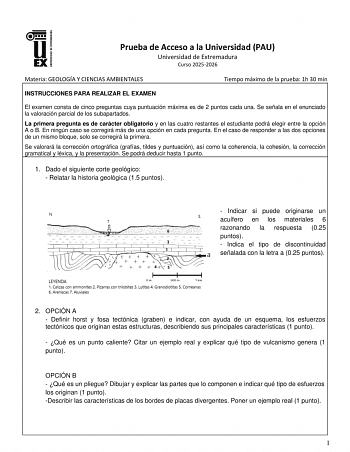 Geología y Ciencias Ambientales – EBAU Extremadura (2026)