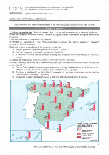 Examen de Geografía (EvAU de 2018)