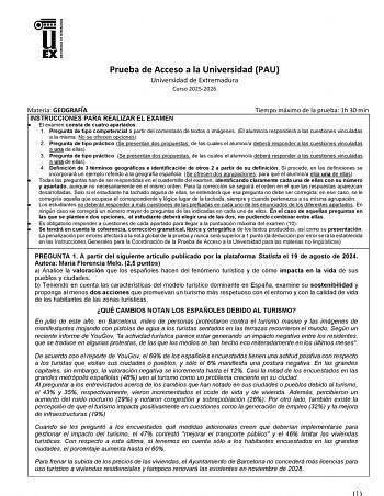 Geografía – EBAU Extremadura (2026)