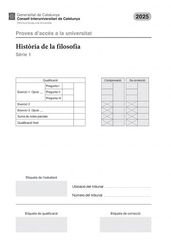 Examen de Historia de la Filosofía (PAU de 2025)