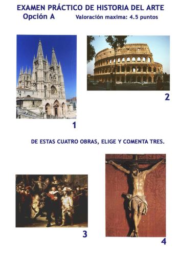 EXAMEN PRÁCTICO DE HISTORIA DEL ARTE Opción A Valoración maxima 45 puntos 2 1 DE ESTAS CUATRO OBRAS ELIGE Y COMENTA TRES 3 4 EXAMEN PRÁCTICO DE HISTORIA DEL ARTE Opción B Valoración maxima 45 puntos 1 2 DE ESTAS CUATRO OBRAS ELIGE Y COMENTA TRES 3 4 PRUEBAS DE A LOGSE CURSO 2003  2004  CONVOCATORIA HISTORIA DEL ARTE OPCIÓN A PRUEBA TEÓRICA GRÁFICOILUSTRACIÓN      11ff1 1 i 1 1 2b t i t f       t  i  2c i 1i lll   2 lb ffl Planta de la Mezquita de Córdoba Comentario PRUEBAS DE ACCESO A LA UNIVER…