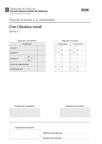 Coro y Técnica Vocal – PAU Cataluña (2026)