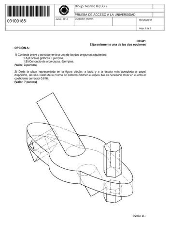 Examen de Dibujo Técnico II (PAU de 2014)