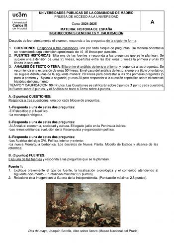 Examen de Historia de España (EvAU de 2025)