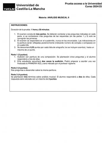 Examen de Análisis Musical (EvAU de 2025)