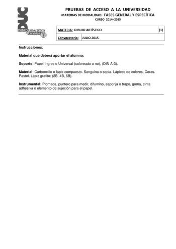 Examen de Dibujo Artístico II (PAU de 2015)