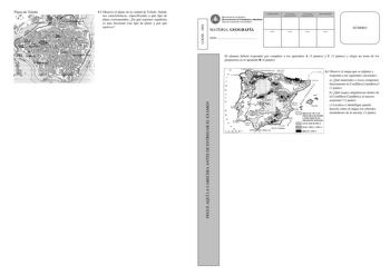 C Observe el plano de la ciudad de Toledo Señale sus características especificando a qué tipo de plano corresponden En qué regiones españolas es más frecuente este tipo de plano y por qué motivos LOGSE  2004 PEGUE AQUÍ LA CABECERA ANTES DE ENTREGAR EL EXAMEN CALIFICACIÓN 2 Corrección doble corrección 3 Corrección doble corrección RECLAMACIÓN MATERIA GEOGRAFÍA Firma Firma Firma Firma SEDE  NÚMERO El alumno deberá responder por completo a los apartados A 3 puntos y C 3 puntos y elegir un tema de …