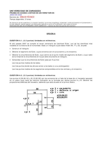 Examen de Dibujo Técnico II (selectividad de 2008)