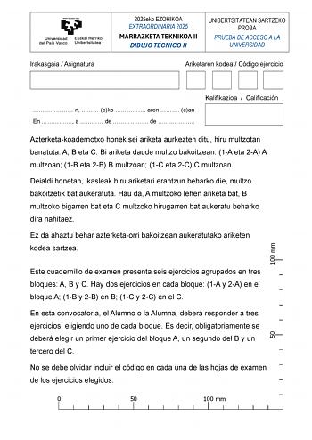 Examen de Dibujo Técnico II (EAU de 2025)