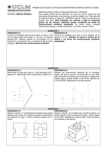 Examen de Dibujo Técnico II (selectividad de 2008)