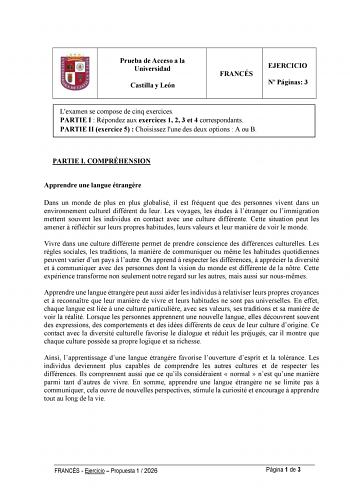 Francés – EBAU Castilla y León (2026)