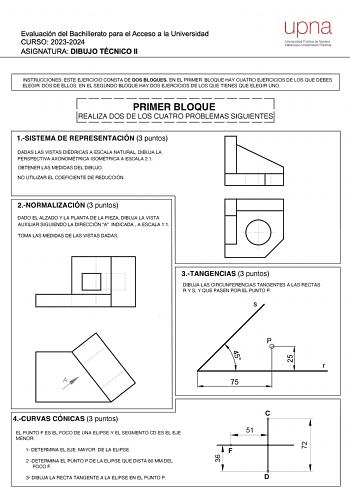 Examen de Dibujo Técnico II (EvAU de 2024)