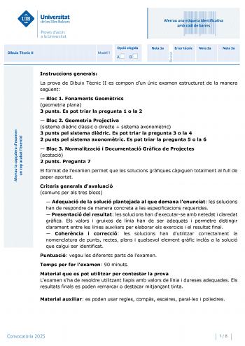 Examen de Dibujo Técnico II (PBAU de 2025)