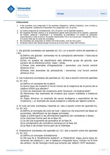 Examen de Biología (PBAU de 2025)