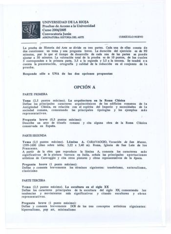 Examen de Historia del Arte (selectividad de 2005)