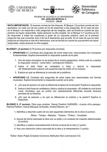 Examen de Análisis Musical (EBAU de 2025)