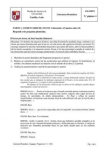 Literatura Dramática – EBAU Castilla y León (2026)